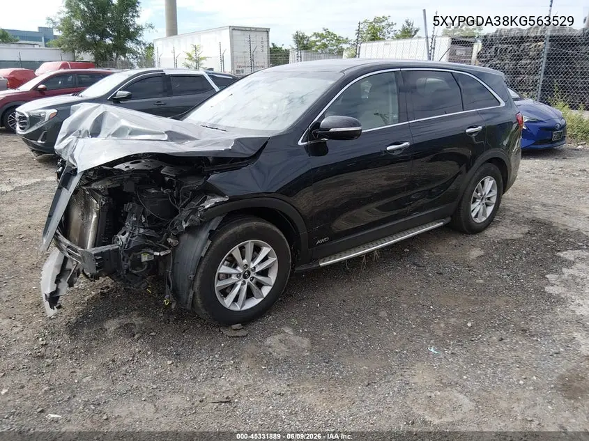 2019 Kia Sorento 2.4L Lx VIN: 5XYPGDA38KG563529 Lot: 45331889