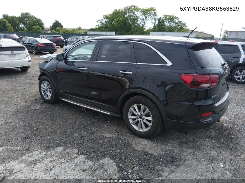 2019 Kia Sorento 2.4L Lx VIN: 5XYPGDA38KG563529 Lot: 45331889