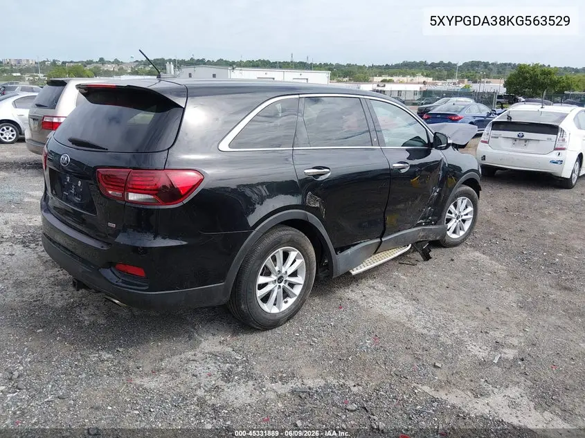 2019 Kia Sorento 2.4L Lx VIN: 5XYPGDA38KG563529 Lot: 45331889