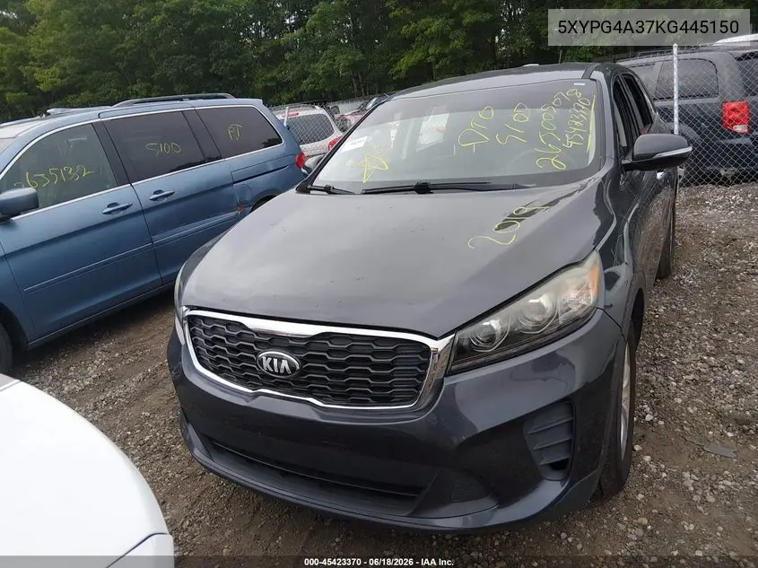 2019 Kia Sorento 2.4L Lx VIN: 5XYPG4A37KG445150 Lot: 45423370