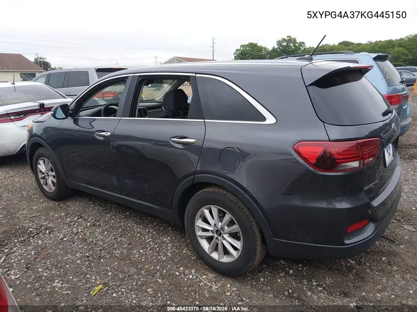 2019 Kia Sorento 2.4L Lx VIN: 5XYPG4A37KG445150 Lot: 45423370