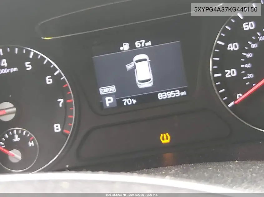 2019 Kia Sorento 2.4L Lx VIN: 5XYPG4A37KG445150 Lot: 45423370