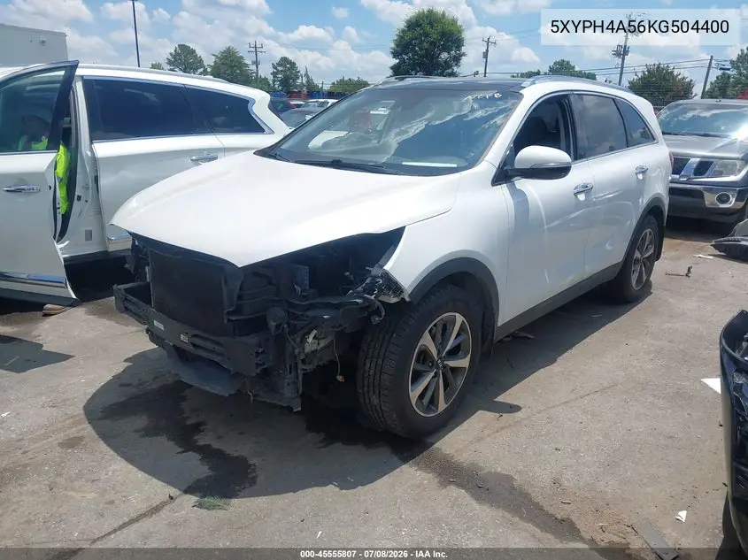 2019 Kia Sorento 3.3L Ex VIN: 5XYPH4A56KG504400 Lot: 45555807