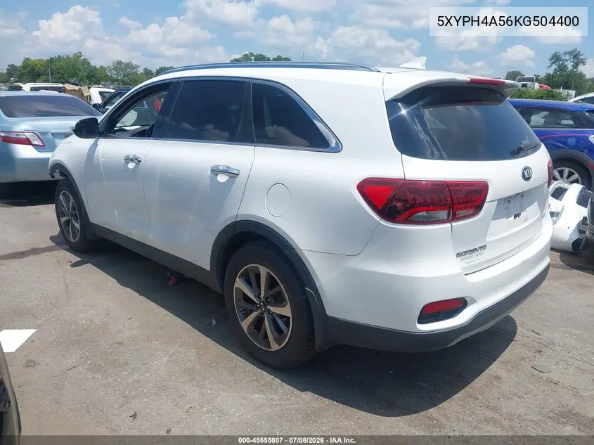 2019 Kia Sorento 3.3L Ex VIN: 5XYPH4A56KG504400 Lot: 45555807