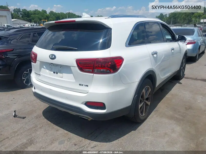 2019 Kia Sorento 3.3L Ex VIN: 5XYPH4A56KG504400 Lot: 45555807