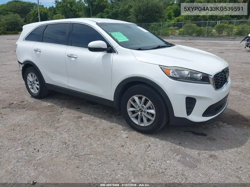 2019 Kia Sorento 2.4L Lx VIN: 5XYPG4A33KG539591 Lot: 45570406