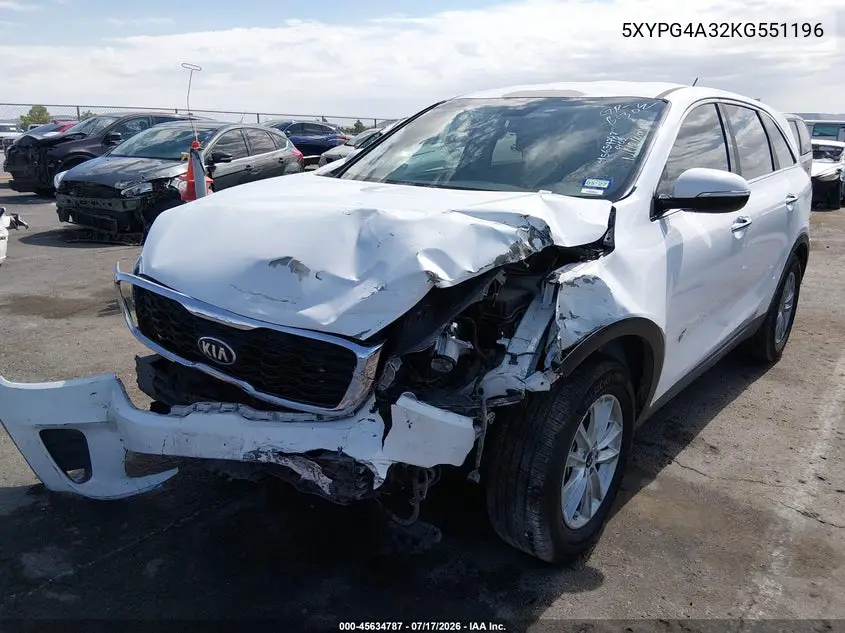 2019 Kia Sorento 2.4L Lx VIN: 5XYPG4A32KG551196 Lot: 45634787