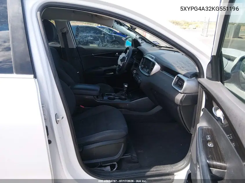 2019 Kia Sorento 2.4L Lx VIN: 5XYPG4A32KG551196 Lot: 45634787