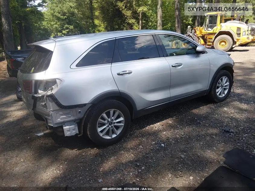 2020 Kia Sorento 2.4L L VIN: 5XYPG4A34LG656646 Lot: 45581269