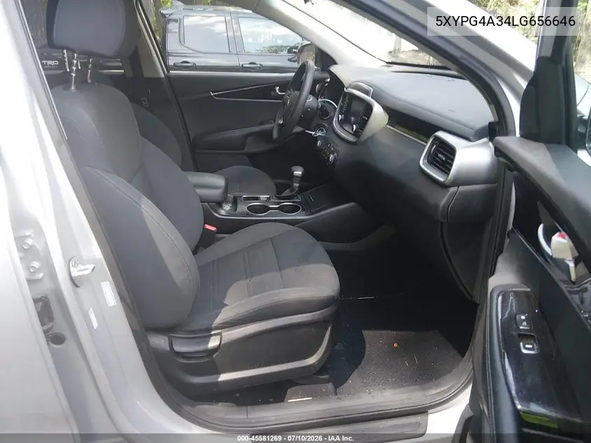 2020 Kia Sorento 2.4L L VIN: 5XYPG4A34LG656646 Lot: 45581269