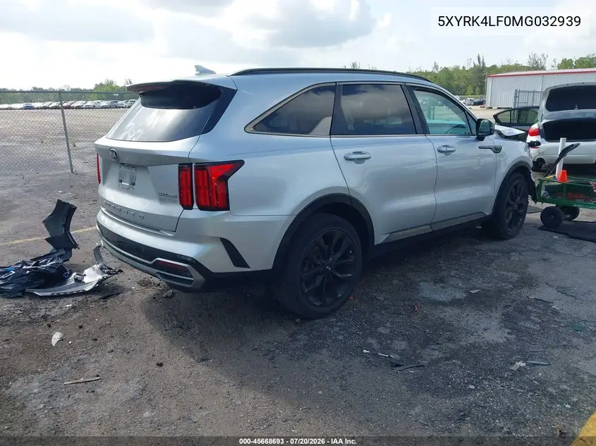 2021 Kia Sorento Sx VIN: 5XYRK4LF0MG032939 Lot: 45668693