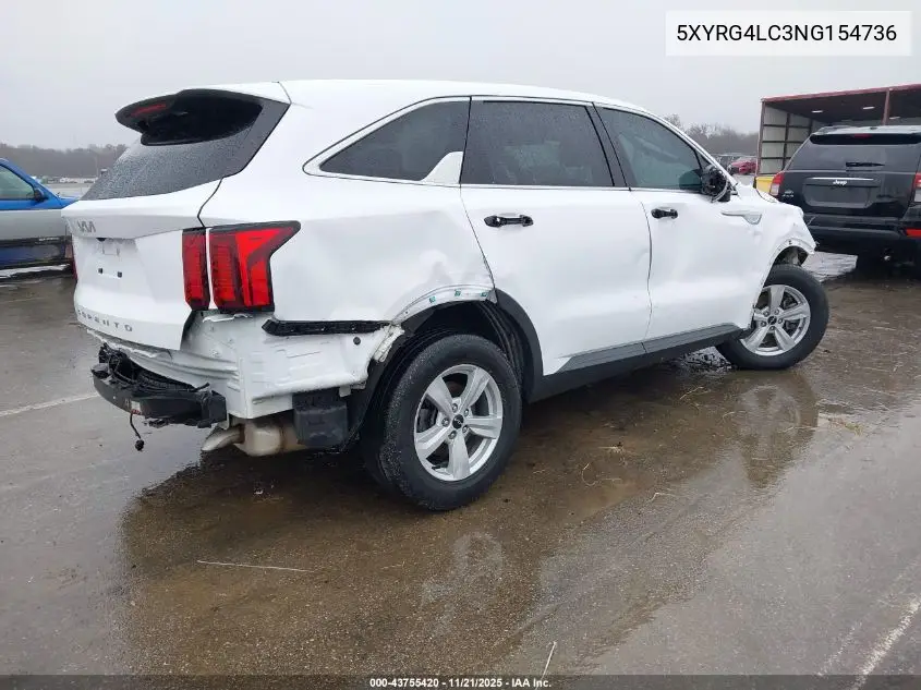 5XYRG4LC3NG154736 2022 Kia Sorento Lx