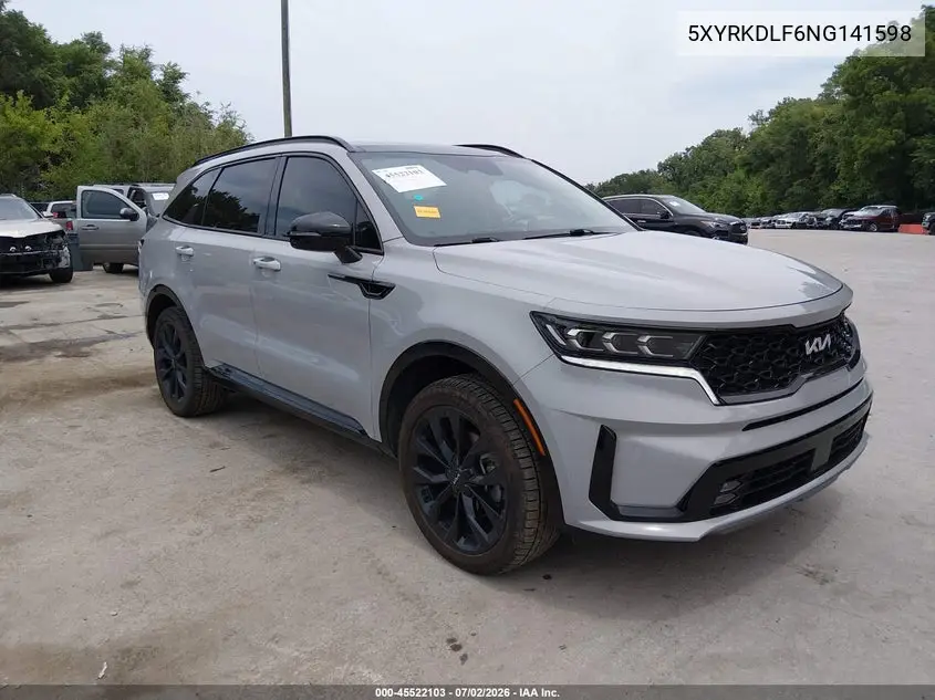 2022 Kia Sorento Sx VIN: 5XYRKDLF6NG141598 Lot: 45522103