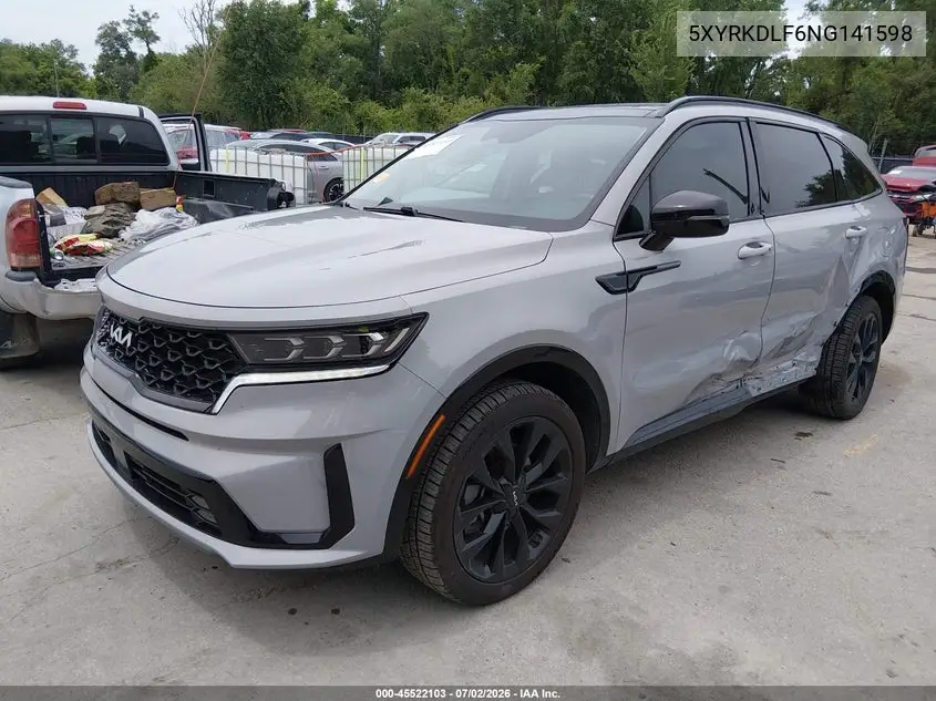 2022 Kia Sorento Sx VIN: 5XYRKDLF6NG141598 Lot: 45522103