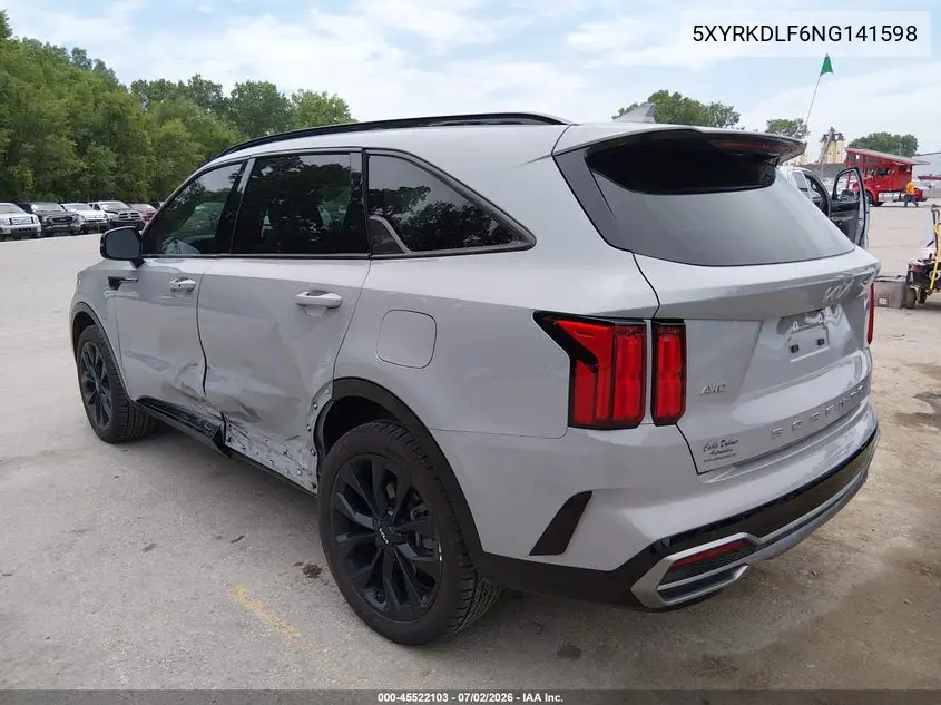 2022 Kia Sorento Sx VIN: 5XYRKDLF6NG141598 Lot: 45522103
