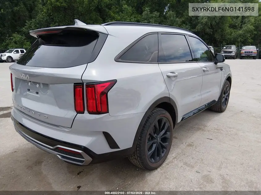 2022 Kia Sorento Sx VIN: 5XYRKDLF6NG141598 Lot: 45522103