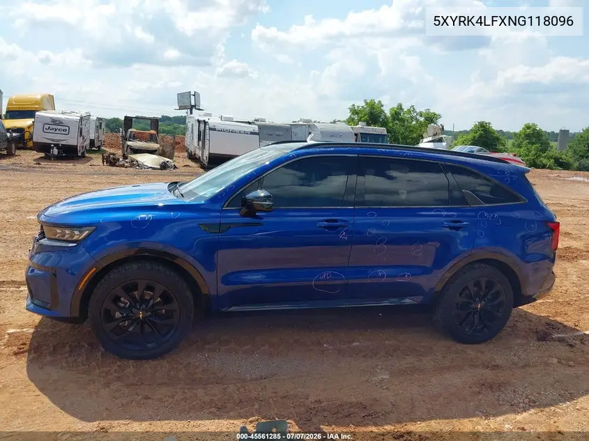 2022 Kia Sorento Sx VIN: 5XYRK4LFXNG118096 Lot: 45561285