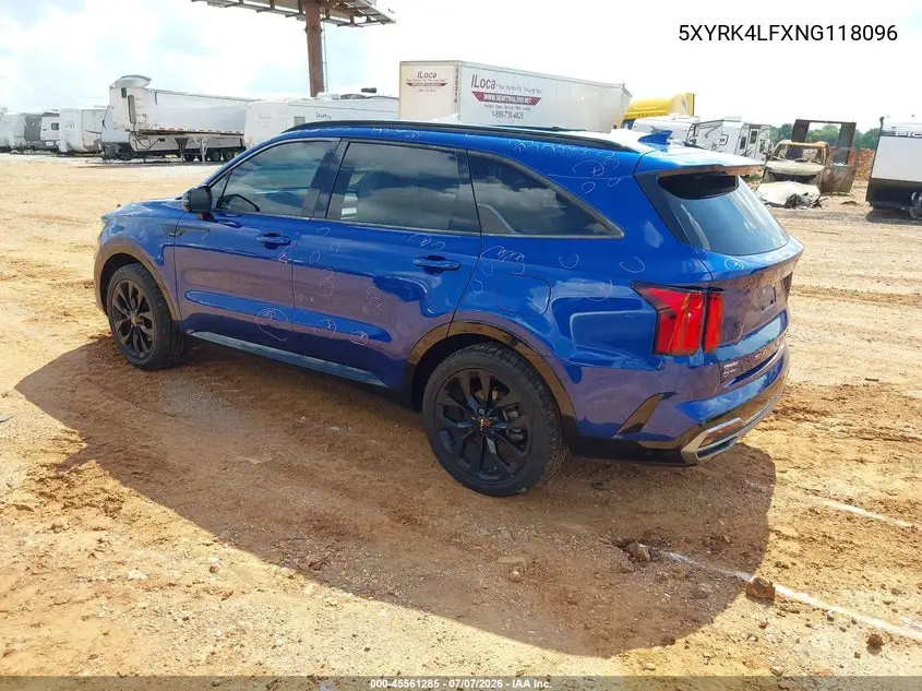 2022 Kia Sorento Sx VIN: 5XYRK4LFXNG118096 Lot: 45561285