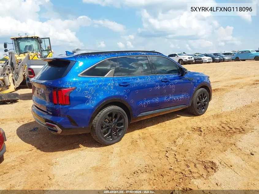 2022 Kia Sorento Sx VIN: 5XYRK4LFXNG118096 Lot: 45561285