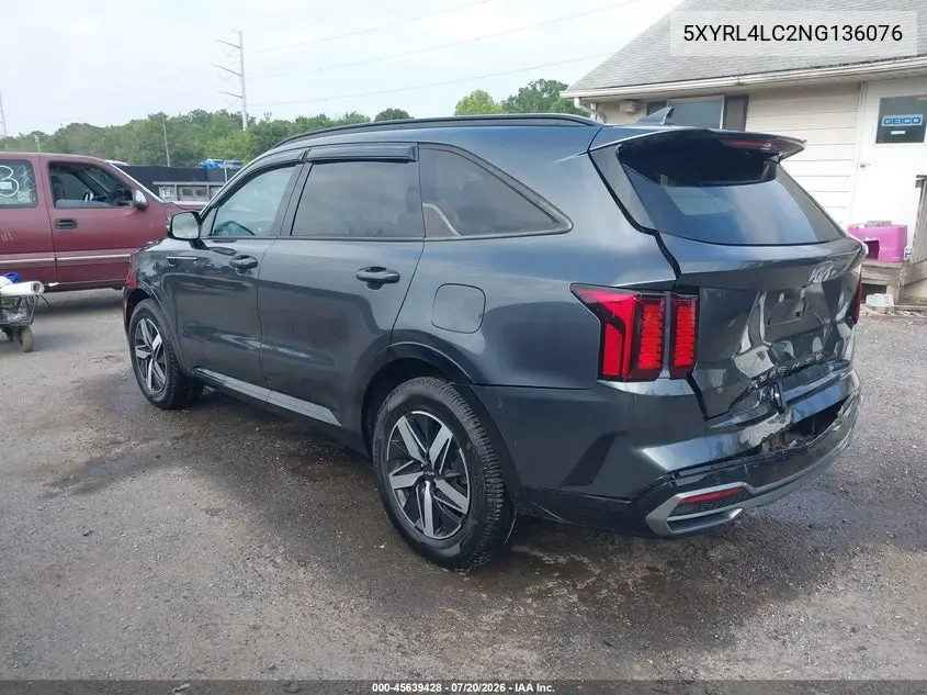 2022 Kia Sorento S VIN: 5XYRL4LC2NG136076 Lot: 45639428