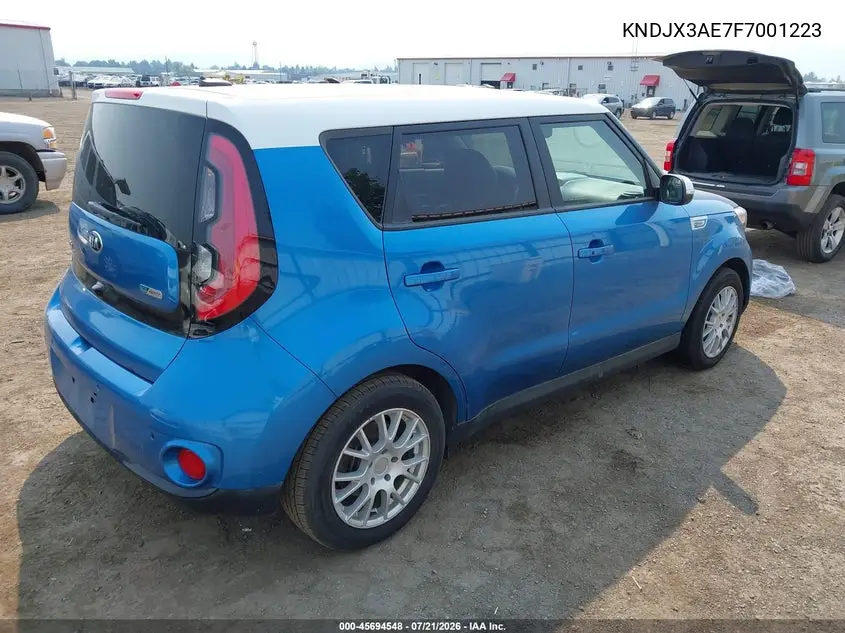 2015 Kia Soul Ev + VIN: KNDJX3AE7F7001223 Lot: 45694548