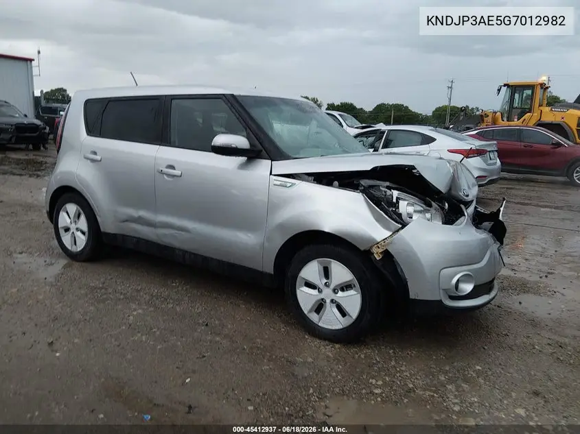 2016 Kia Soul Ev VIN: KNDJP3AE5G7012982 Lot: 45412937