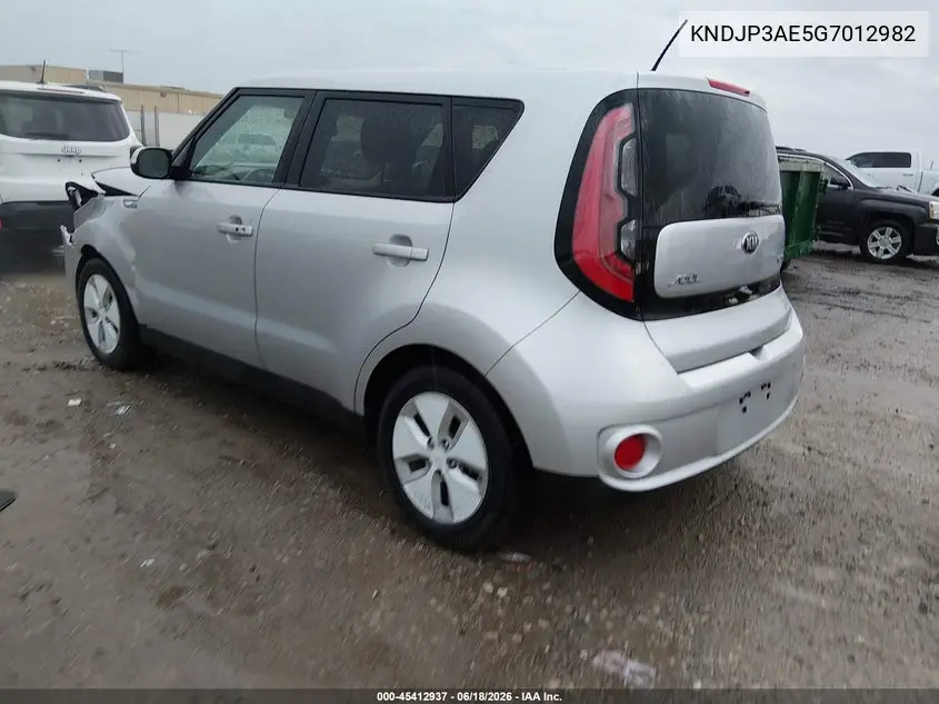 2016 Kia Soul Ev VIN: KNDJP3AE5G7012982 Lot: 45412937