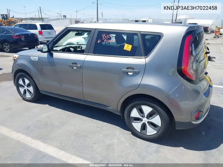 2017 Kia Soul Ev Eve VIN: KNDJP3AE3H7022458 Lot: 45289887