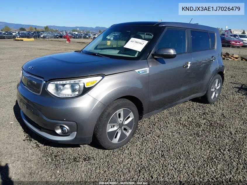 2018 Kia Soul Ev + VIN: KNDJX3AE1J7026479 Lot: 44780362