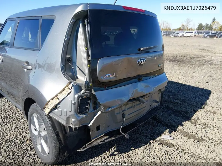 2018 Kia Soul Ev + VIN: KNDJX3AE1J7026479 Lot: 44780362