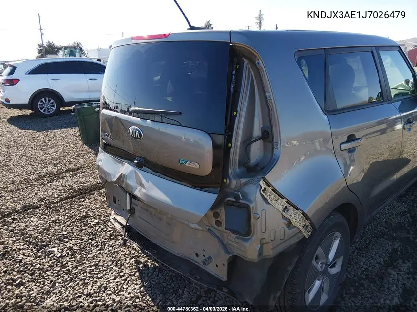 2018 Kia Soul Ev + VIN: KNDJX3AE1J7026479 Lot: 44780362