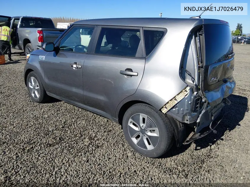 2018 Kia Soul Ev + VIN: KNDJX3AE1J7026479 Lot: 44780362