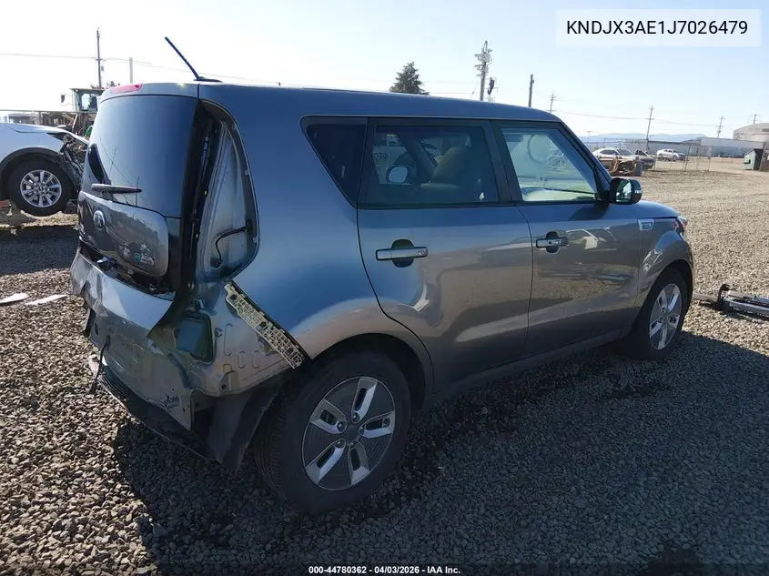 2018 Kia Soul Ev + VIN: KNDJX3AE1J7026479 Lot: 44780362