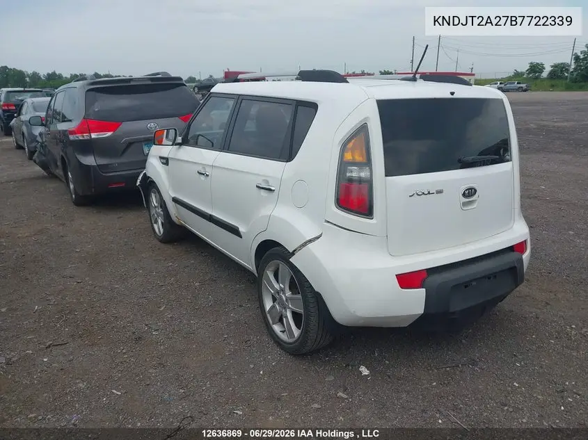 2011 Kia Soul 2.0L 2U/2.0L 4U/2.0L 4U Burner/2.0L 4U Luxury/2.0L 4U Retro/2.0L 4U Sx VIN: KNDJT2A27B7722339 Lot: 12636869