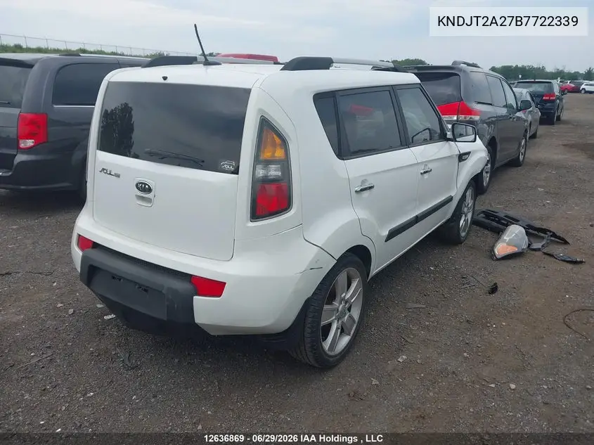 2011 Kia Soul 2.0L 2U/2.0L 4U/2.0L 4U Burner/2.0L 4U Luxury/2.0L 4U Retro/2.0L 4U Sx VIN: KNDJT2A27B7722339 Lot: 12636869