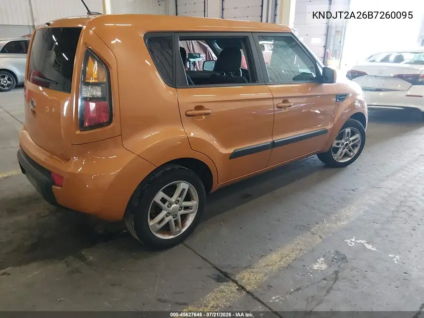 2011 Kia Soul + VIN: KNDJT2A26B7260095 Lot: 45627646