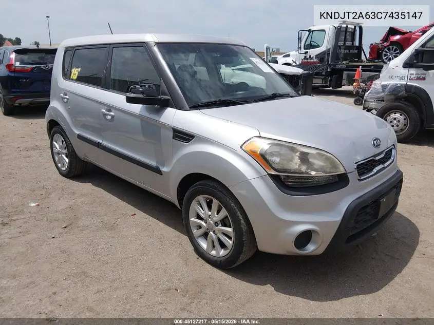 2012 Kia Soul + VIN: KNDJT2A63C7435147 Lot: 45127217