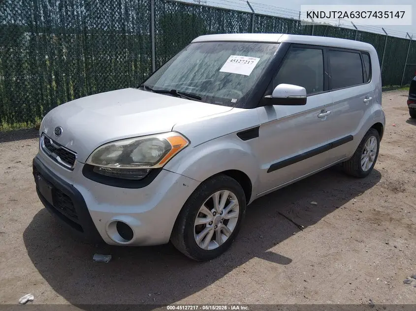 2012 Kia Soul + VIN: KNDJT2A63C7435147 Lot: 45127217