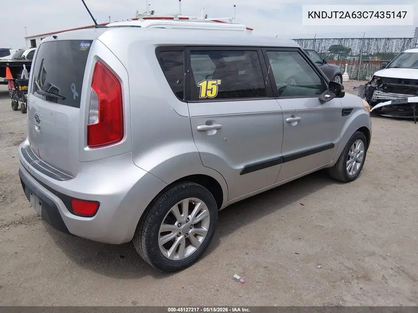 2012 Kia Soul + VIN: KNDJT2A63C7435147 Lot: 45127217