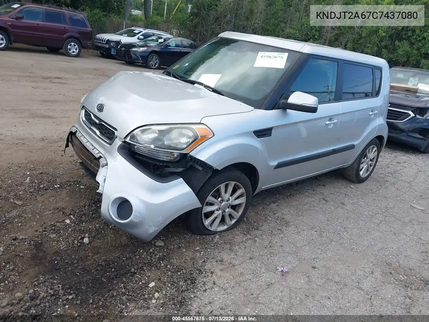2012 Kia Soul + VIN: KNDJT2A67C7437080 Lot: 45567675