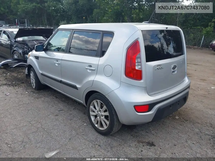 2012 Kia Soul + VIN: KNDJT2A67C7437080 Lot: 45567675