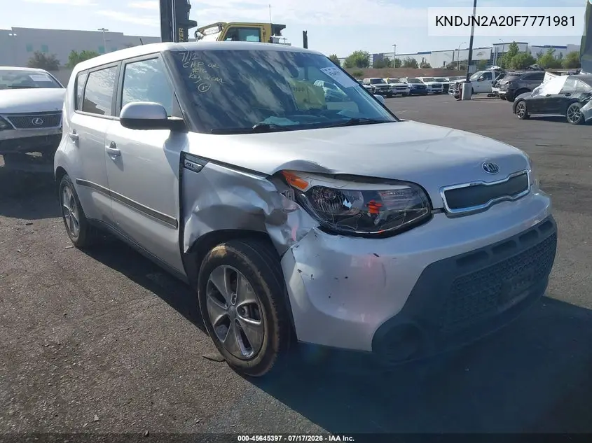 2015 Kia Soul VIN: KNDJN2A20F7771981 Lot: 45645397