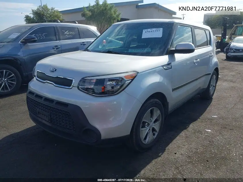 2015 Kia Soul VIN: KNDJN2A20F7771981 Lot: 45645397