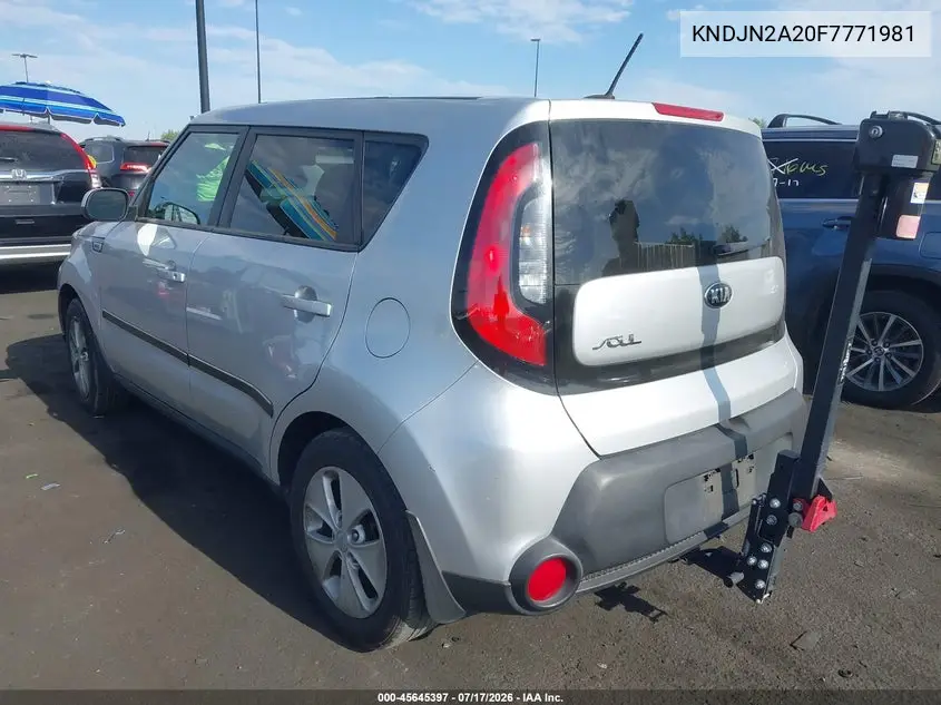 2015 Kia Soul VIN: KNDJN2A20F7771981 Lot: 45645397