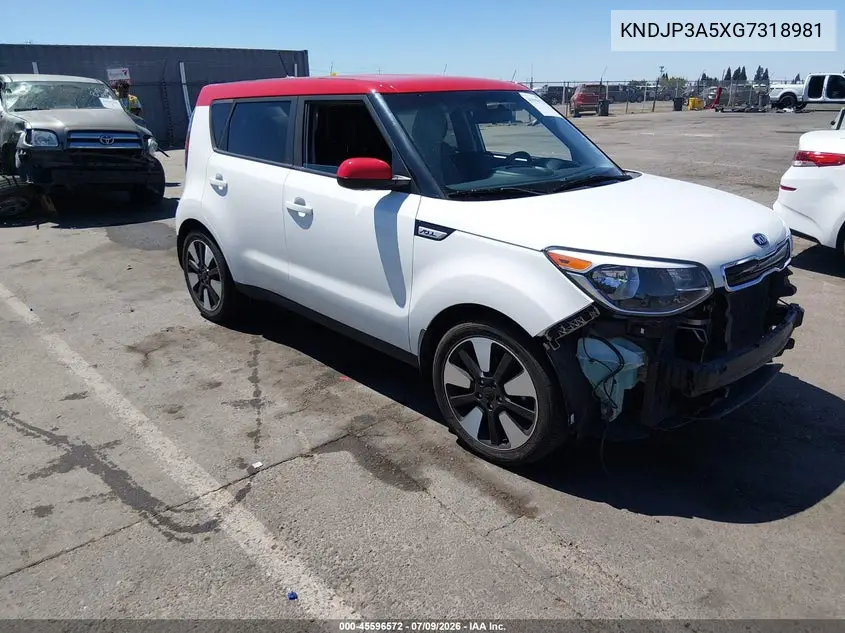 2016 Kia Soul + VIN: KNDJP3A5XG7318981 Lot: 45596572