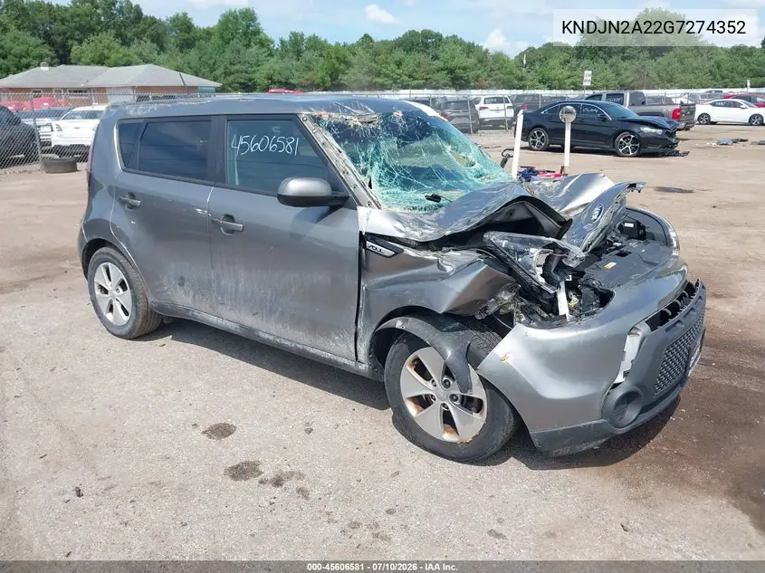 2016 Kia Soul VIN: KNDJN2A22G7274352 Lot: 45606581