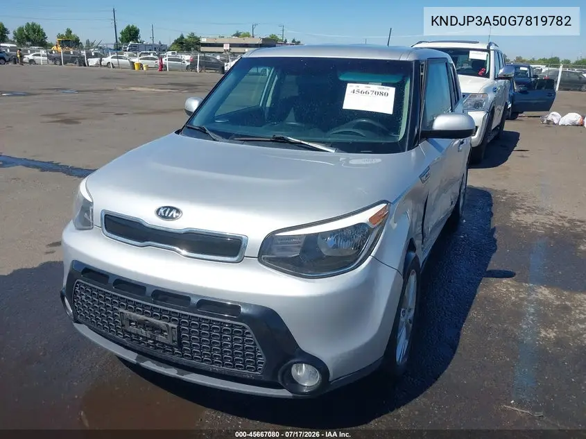 2016 Kia Soul + VIN: KNDJP3A50G7819782 Lot: 45667080