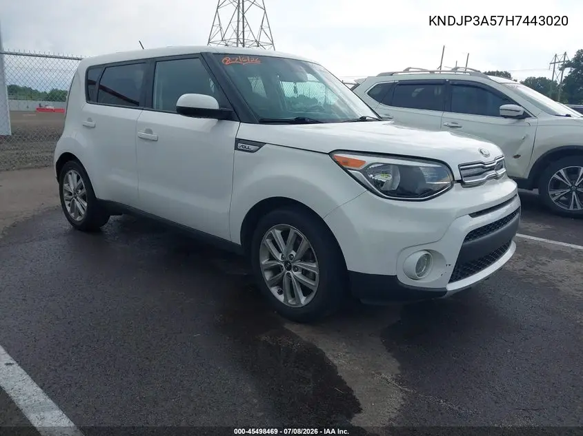 2017 Kia Soul + VIN: KNDJP3A57H7443020 Lot: 45498469