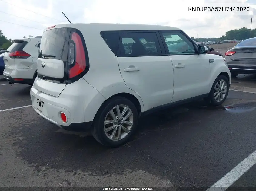 2017 Kia Soul + VIN: KNDJP3A57H7443020 Lot: 45498469