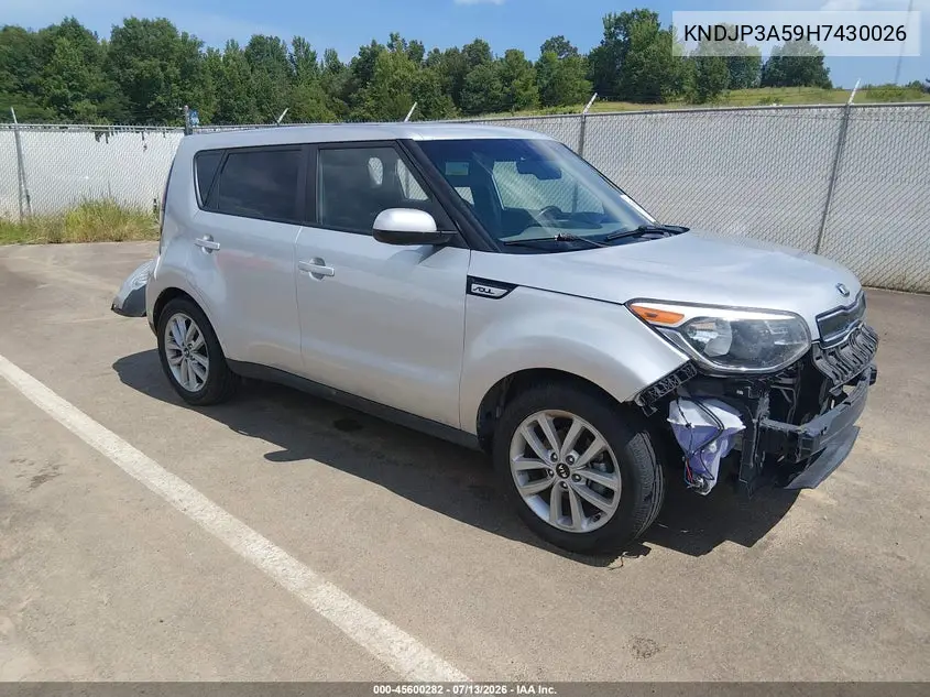 2017 Kia Soul + VIN: KNDJP3A59H7430026 Lot: 45600282